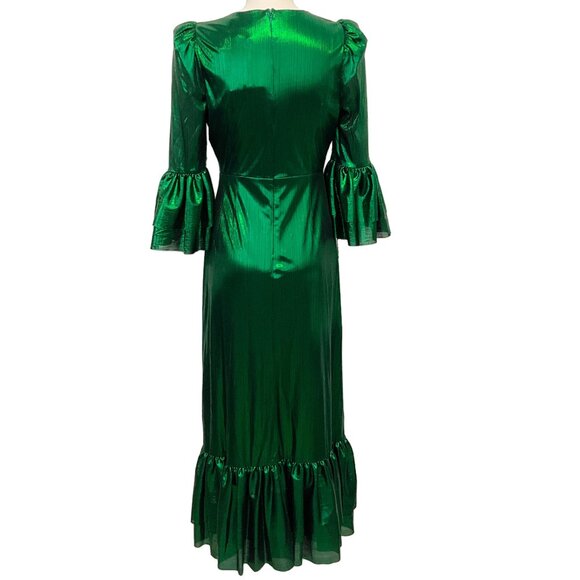 Tuckernuck Pomander Place Emerald Crinkle Lurex Lillith Dress - Picture 3 of 4